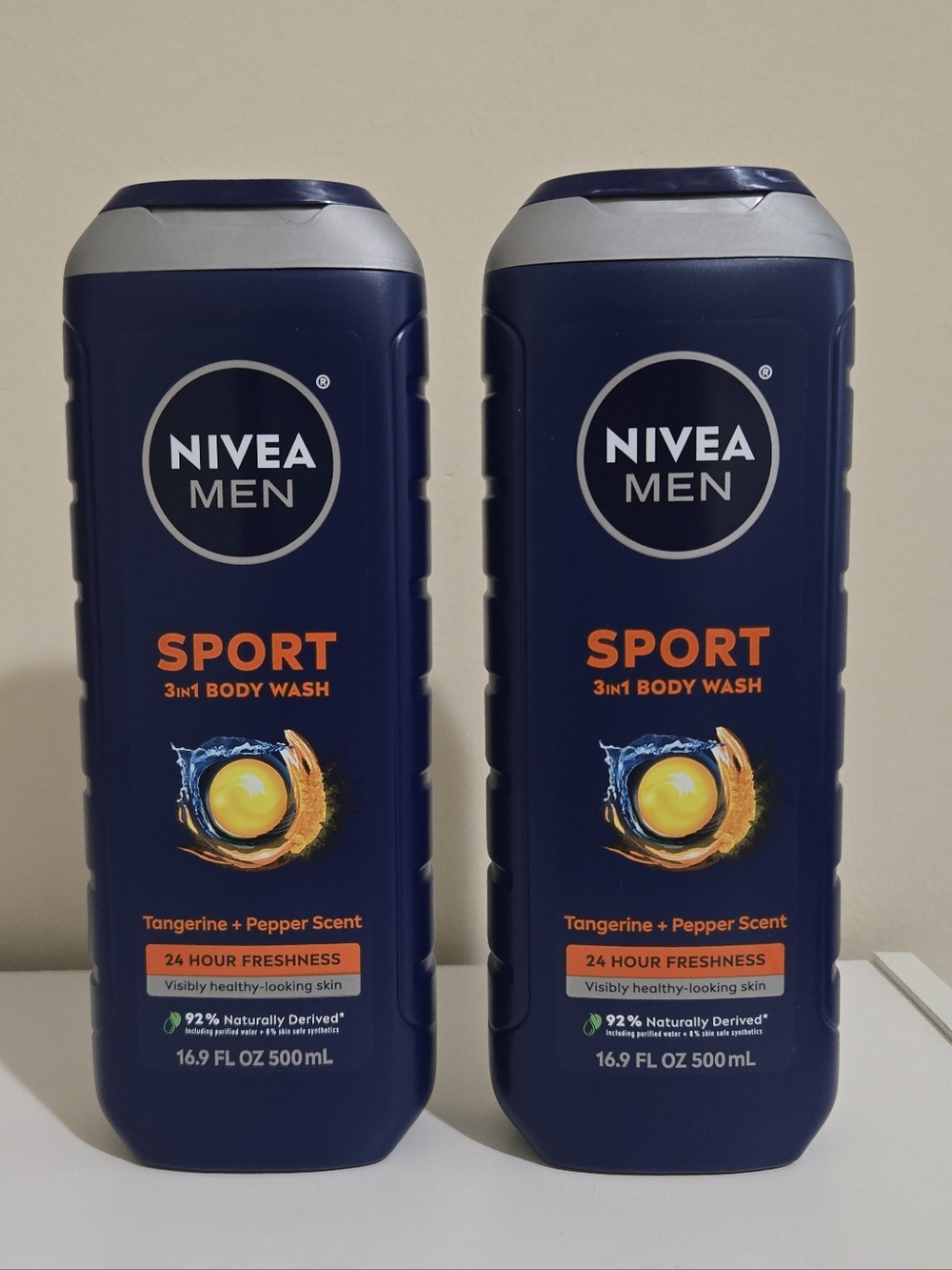 New Set NIVEA MEN Sport 3-in-1 Body Wash, 2 Bottles, 16.9oz Ea